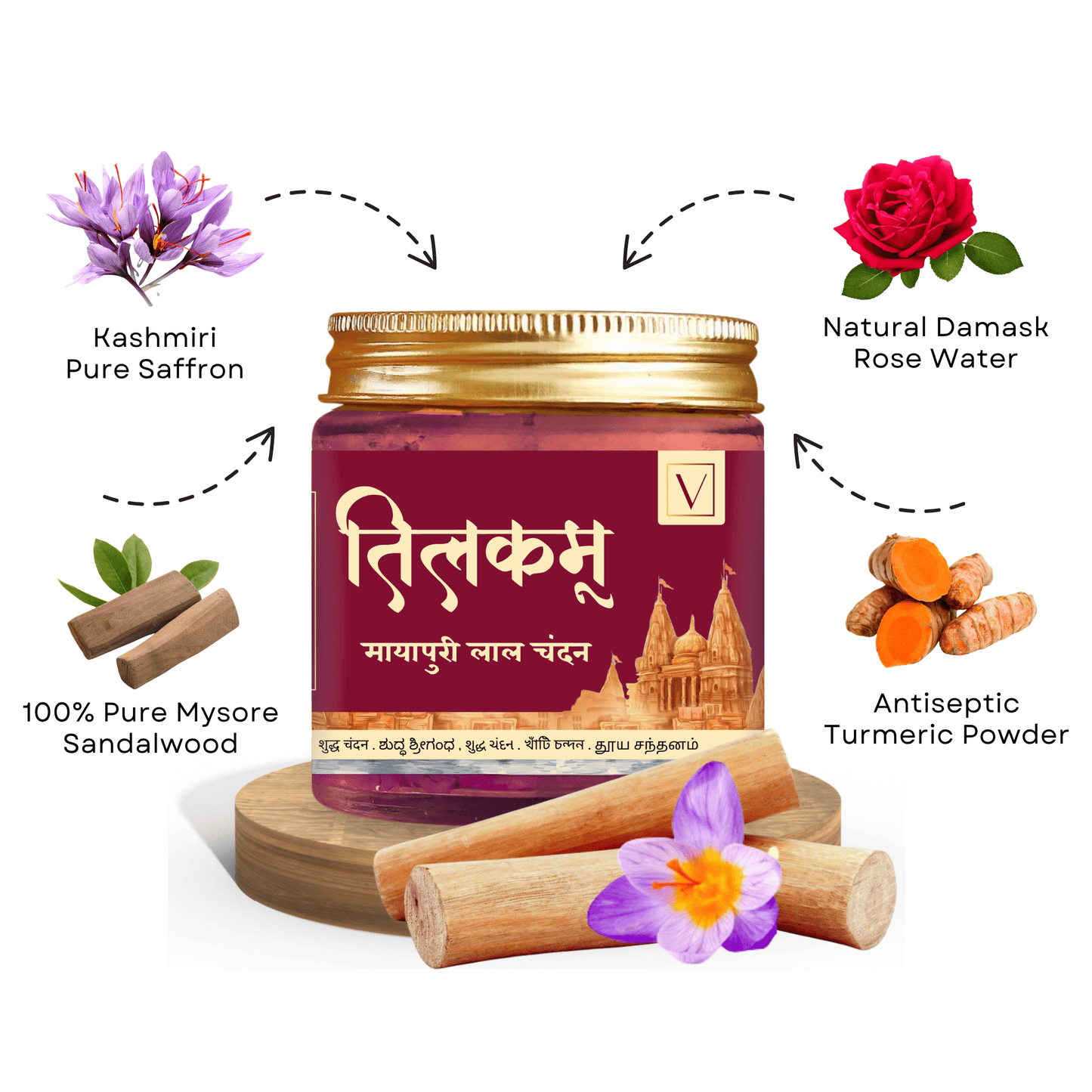 Premium Red Sandalwood Rakta Chandan Tilak Infused with Pure Kesar, Gulab Attar & Sacred Herbs