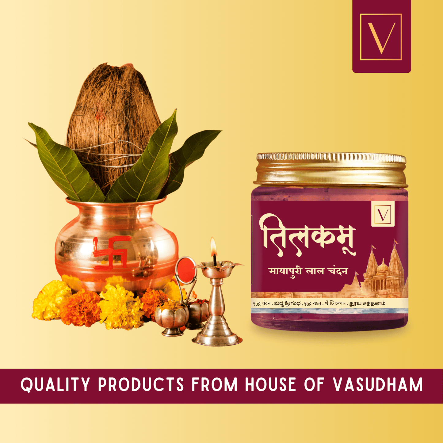 Premium Red Sandalwood Rakta Chandan Tilak Infused with Pure Kesar, Gulab Attar & Sacred Herbs