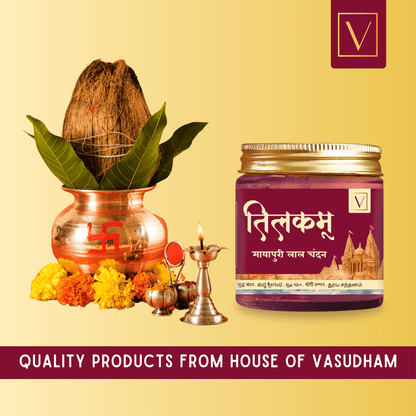 Premium Red Sandalwood Rakta Chandan Tilak Infused with Pure Kesar, Gulab Attar & Sacred Herbs