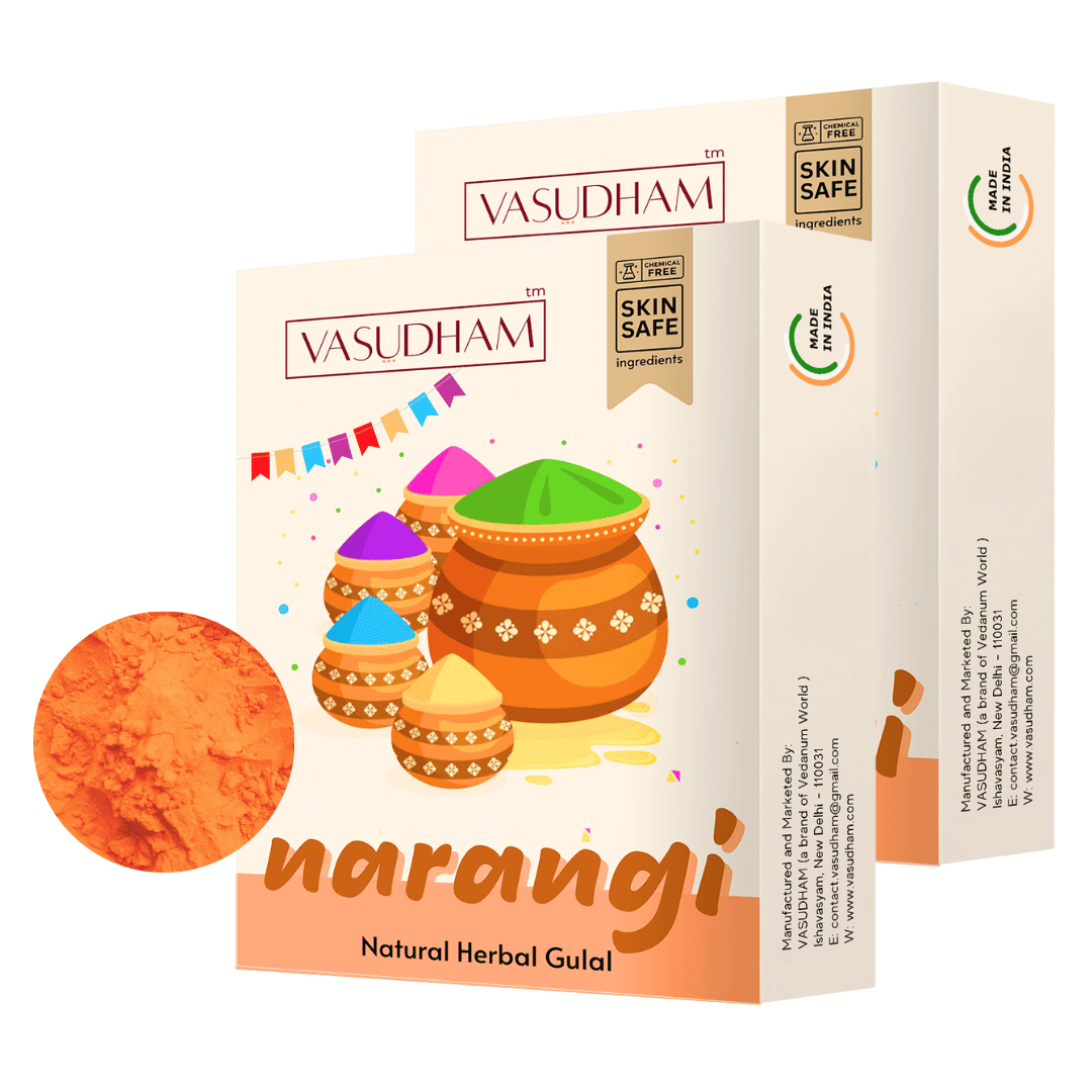 Orange Holi Color 100% Organic Herbal Gulal | Holi Ke Rang Made from Flowers and Herbs - 100 Gm