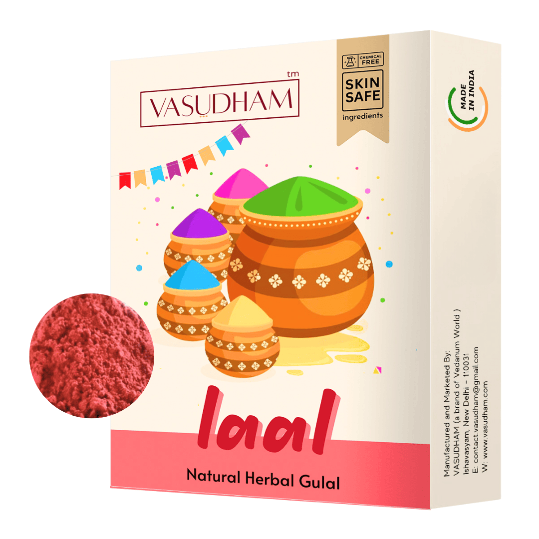 Red Holi Color 100% Organic Herbal Gulal | Holi Ke Rang Made from Flowers and Herbs - 100 Gm