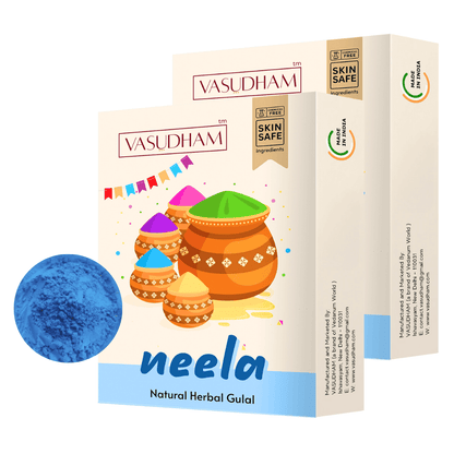 Blue Holi Color 100% Organic Herbal Gulal | Holi Ke Rang Made from Flowers and Herbs - 100 Gm