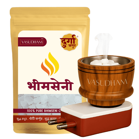 Vasudham incense burner and packaging on a white background