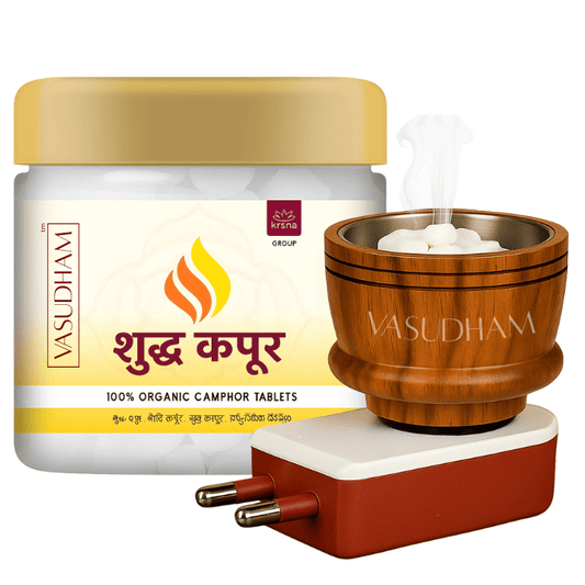 100% Pure Camphor Tablets Premium A++ Grade Organic Kapur for Puja Rituals and Aromatherapy with Wooden Kapur Daani - 100 Gm