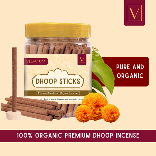 Cedarwood Natural Dhoop Sticks Jar | Premium Organic Incense with Essential Oils for Puja, Meditation, and Aromatherapy - 200 Gm