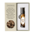 Vasudham Dubai Oud Roll-On Perfume with a Box and Fragrance Notes Mentioned on It