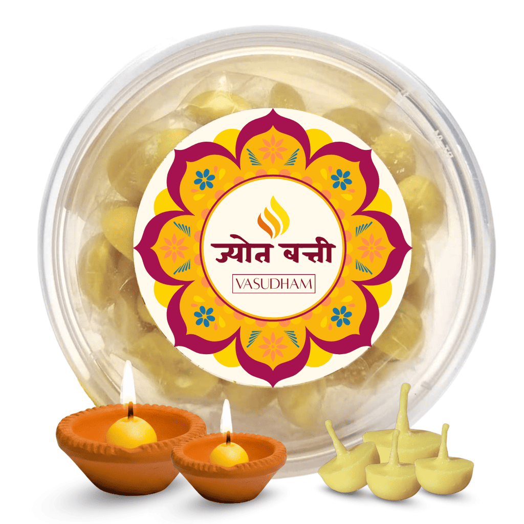Desi Cow Ghee Diya Batti | 100% Wax Free Cotton Ghee Wick for Puja, and Aarti | Lab Tested | 50 Pc