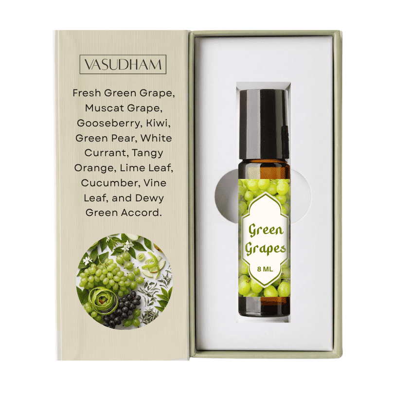 Box of Vasudham Green Grapes Roll-On Perfume