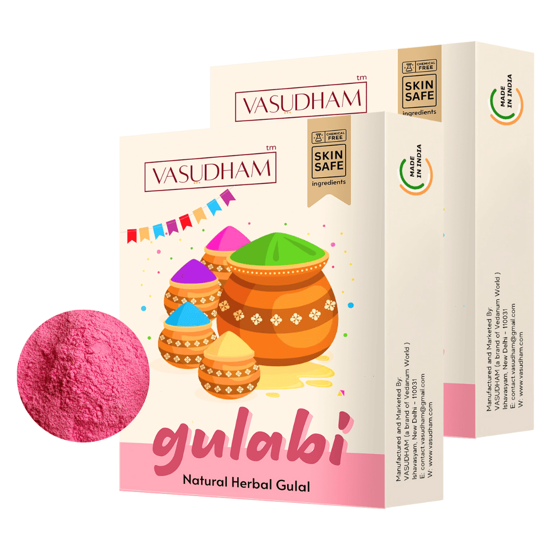 Pink Holi Color 100% Organic Herbal Gulal | Holi Ke Rang Made from Flowers and Herbs - 100 Gm