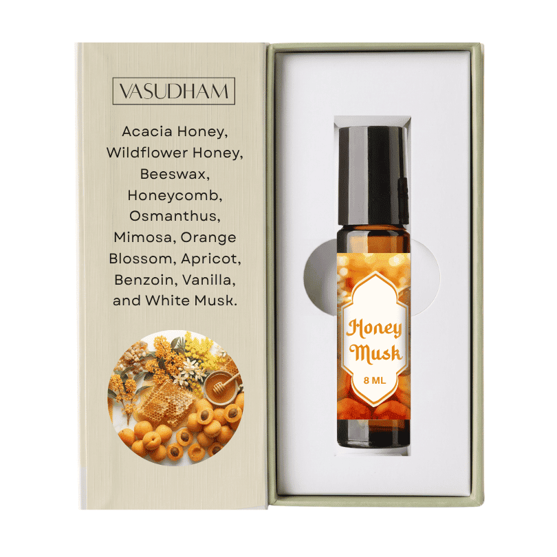 Vasudham Honey Musk Roll-On Perfume Bottle with Beinge Box
