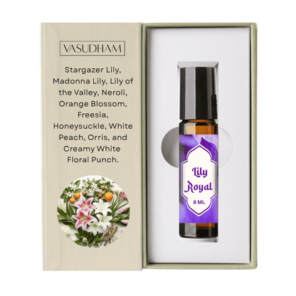 Vasudham Lily Royal Roll-On Perfume Bottle with a Box