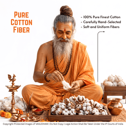 Vrindavan Jyoti 365 Taar Long Cotton Wick (Diya Batti) for Puja and Special Rituals - Pack of 4