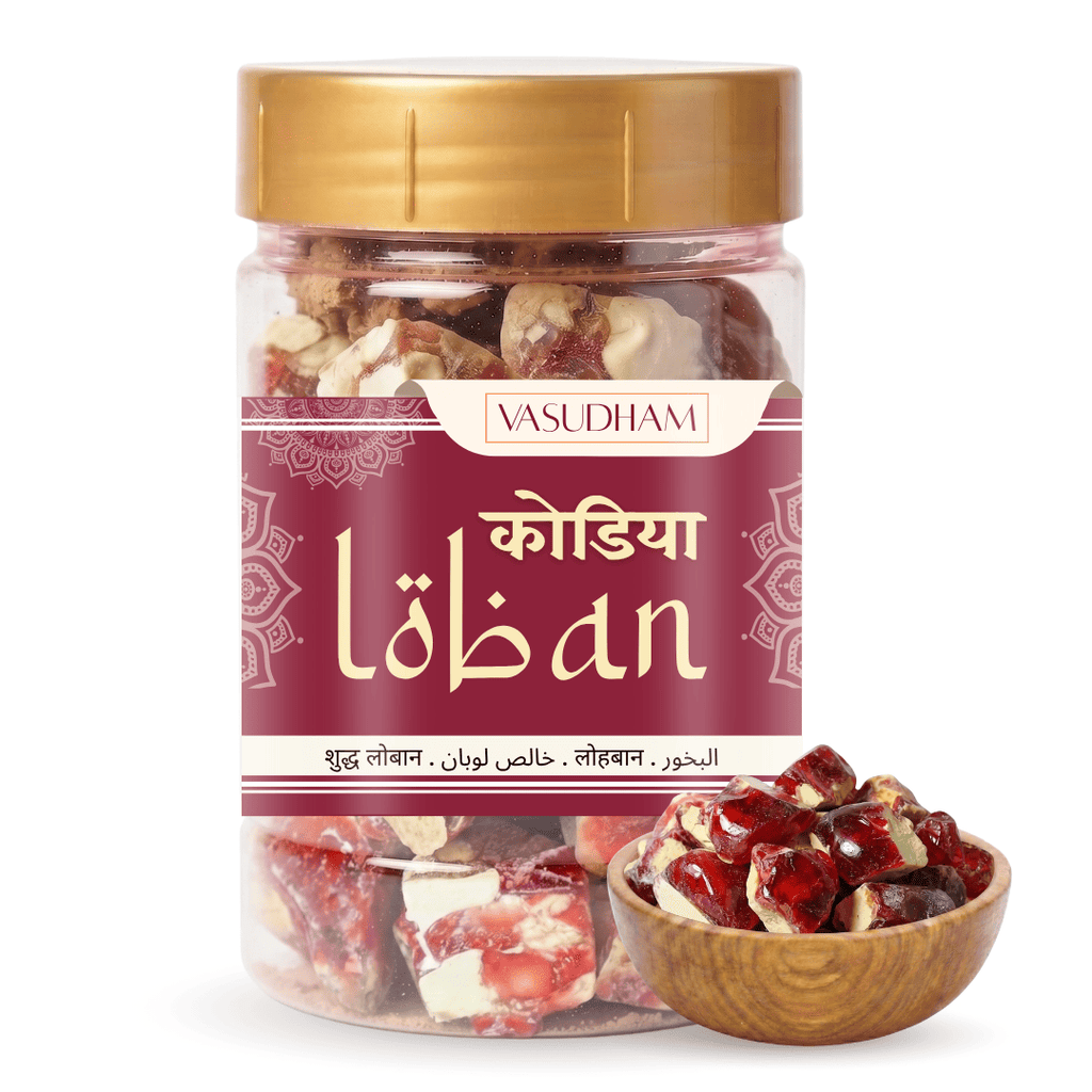 A jar of Vasudham red loban