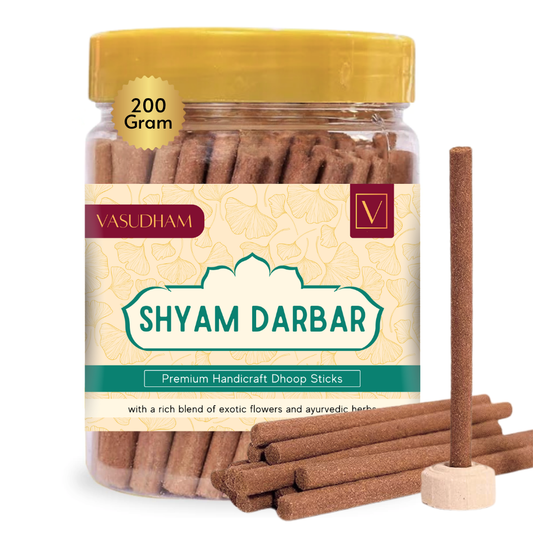 Shyam Darbar Natural Dhoop Sticks Jar | Premium Organic Incense with Essential Oils for Puja, Meditation, and Aromatherapy - 200 Gm