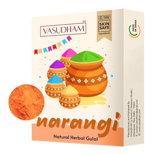 Orange Holi Color 100% Organic Herbal Gulal | Holi Ke Rang Made from Flowers and Herbs - 100 Gm