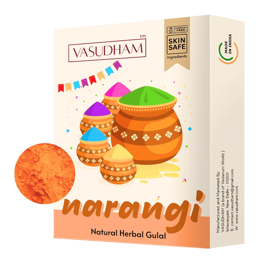 Orange Holi Color 100% Organic Herbal Gulal | Holi Ke Rang Made from Flowers and Herbs - 100 Gm